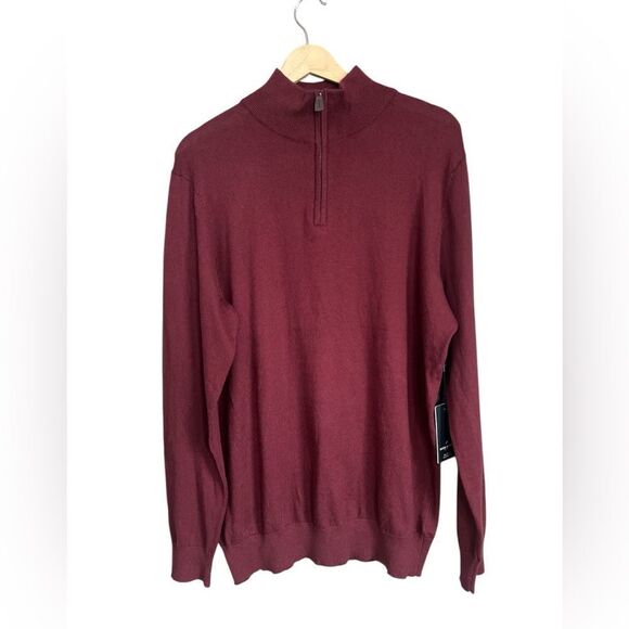 Daniel Hechter cashmere blend pull over sweater wine color large preppy office - Picture 2 of 8
